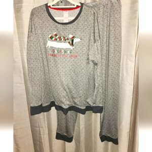Secret Treasures 2 pc Fleece PJ  Dachshing Through The Snow XL Dog Daschund